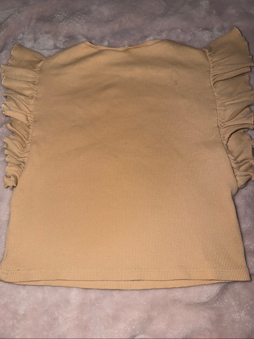 ZARA Mustard Ribbed Ruffle Sleeve Top - Picture 6 of 6